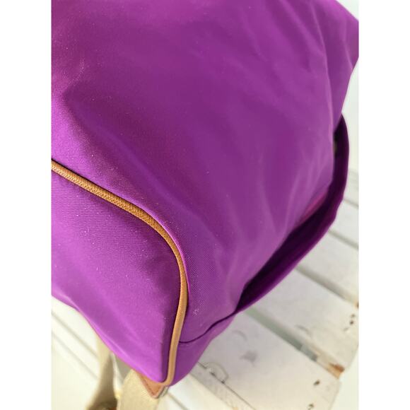 MICHAEL KORS, LARGE PURPLE, BROWN NYLON LOCK CHARM BACKPACK - Picture 10 of 16